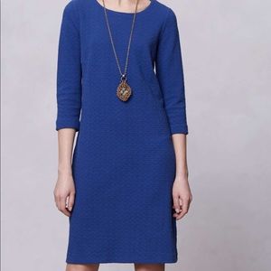 NWOT Anthro shift dress 3/4 sleeve blue dress